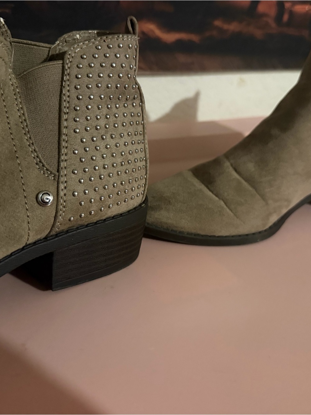 Studded Guess Suede Chelsea Ankle Boots